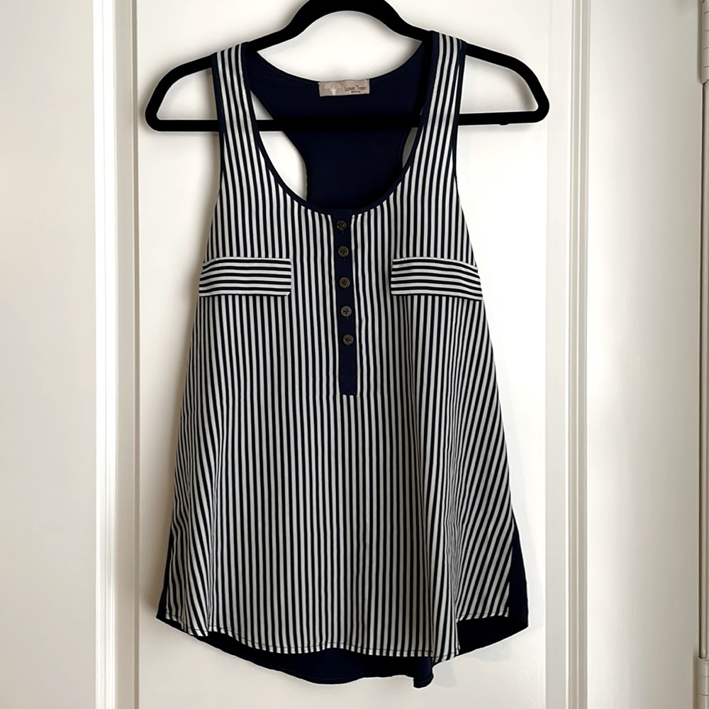 Love Tree navy and white tank top